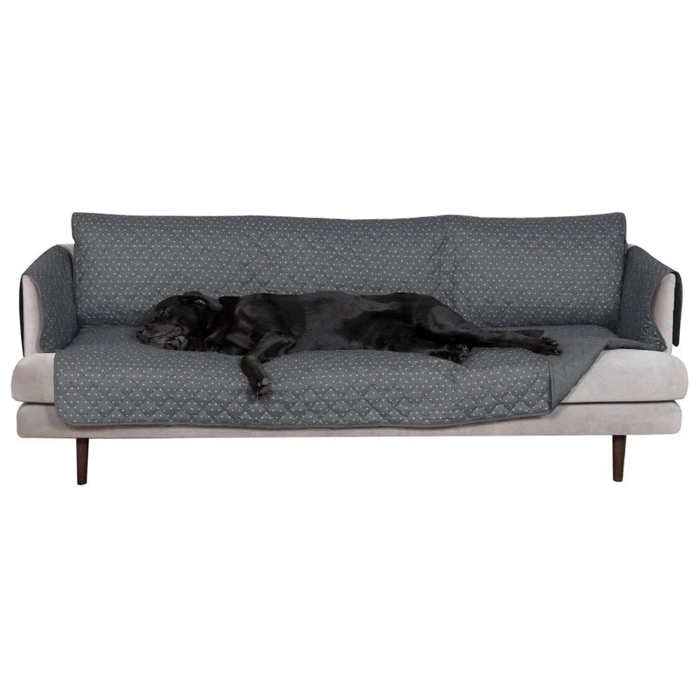Furhaven Water-Resistant Paw Print XL Sofa Furniture Protector Cover, Gray